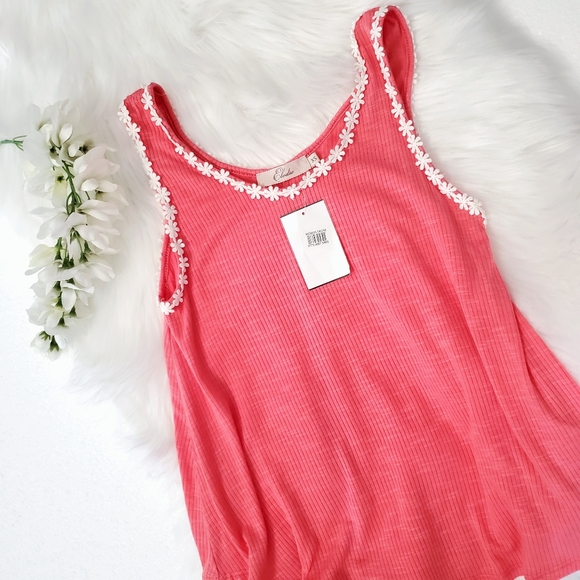 Elodie Tops - ❤SOLD❤️Anthro Elodie 🌺 Soft Floral Ribbed & Flowy Flowers Tank Slub 🌺